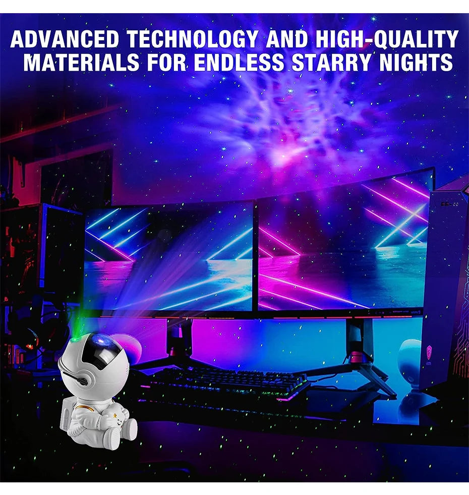 "Sitting Astronaut Star Projector – Chill LED Nebula Lamp for Cozy Nights"