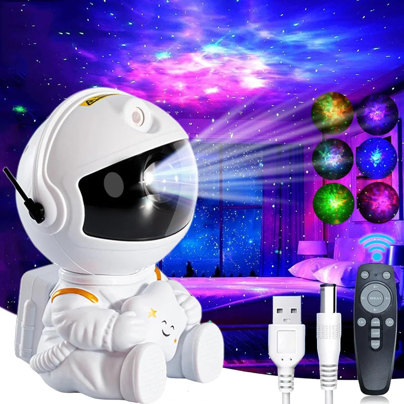 "Sitting Astronaut Star Projector – Chill LED Nebula Lamp for Cozy Nights"