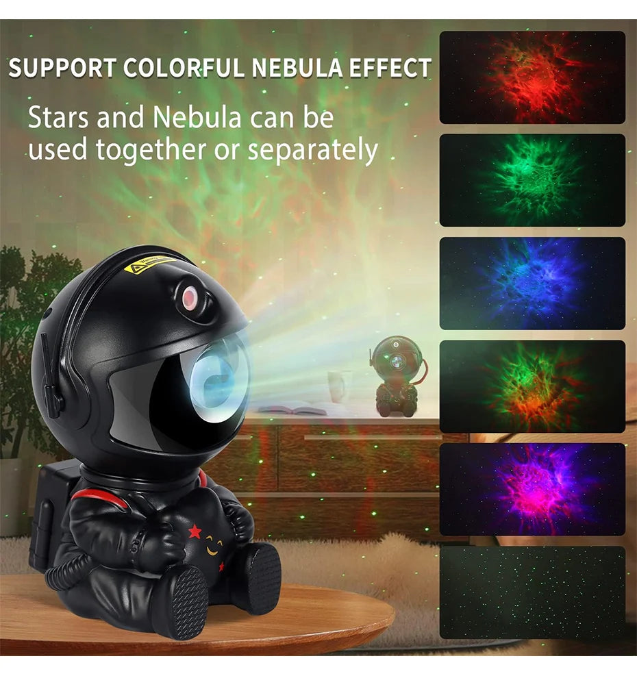 "Sitting Astronaut Star Projector – Chill LED Nebula Lamp for Cozy Nights"